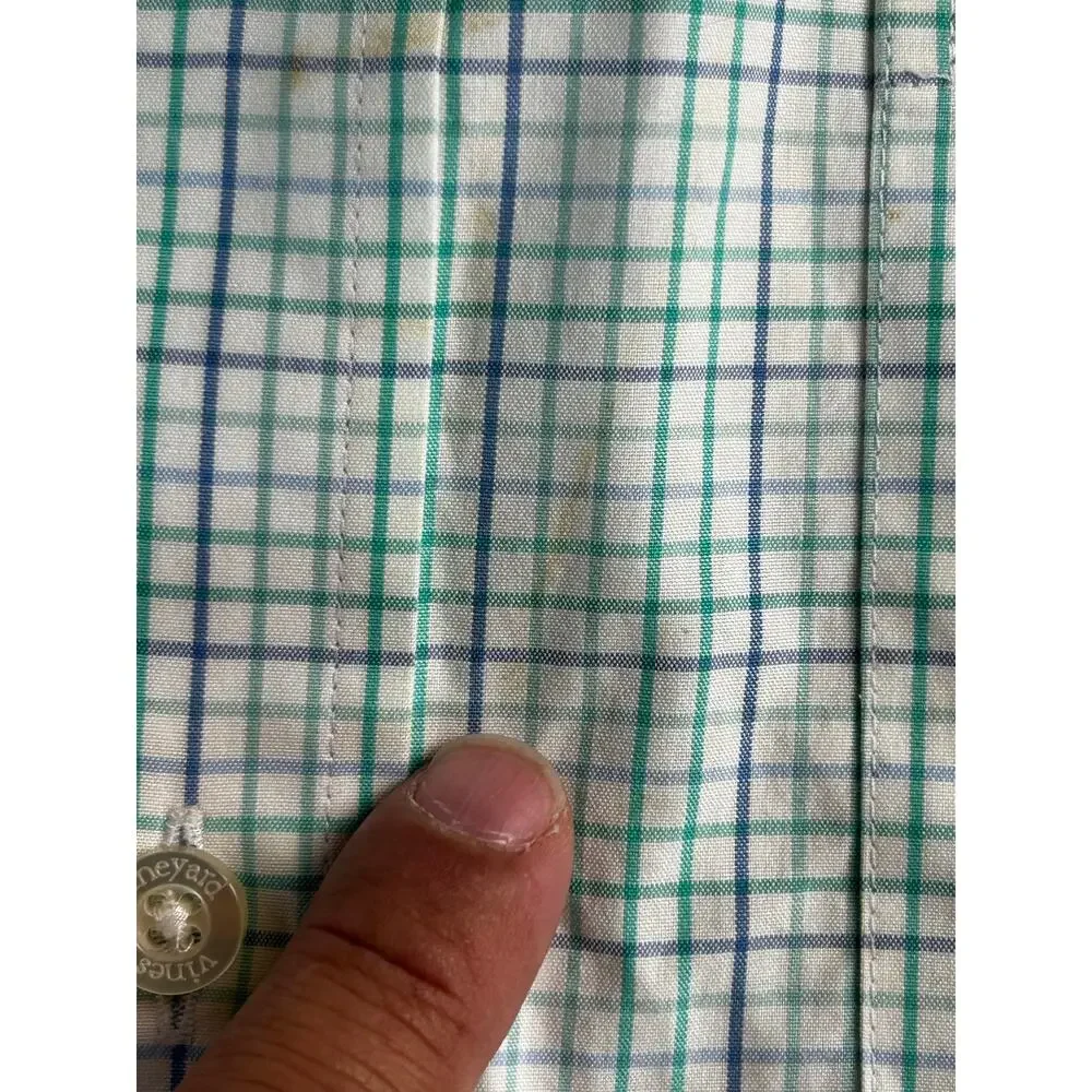 Vineyard Vines Slim Fit Murray Shirt Men's M Green Blue Plaid Cotton Button Down - Picture 8 of 8